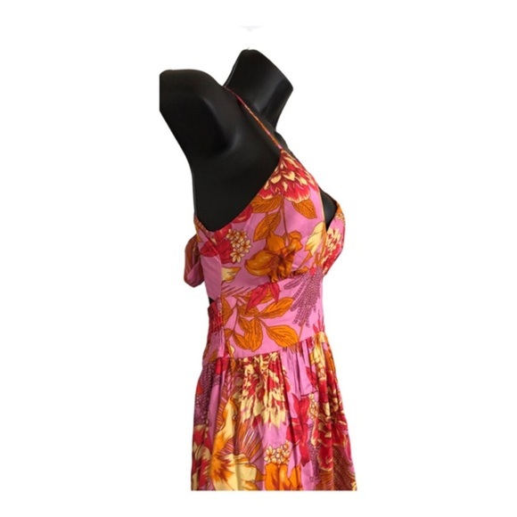 Jessica Simpson pink padded open tie back shaped waist halter maxi dress size XS - Picture 8 of 16